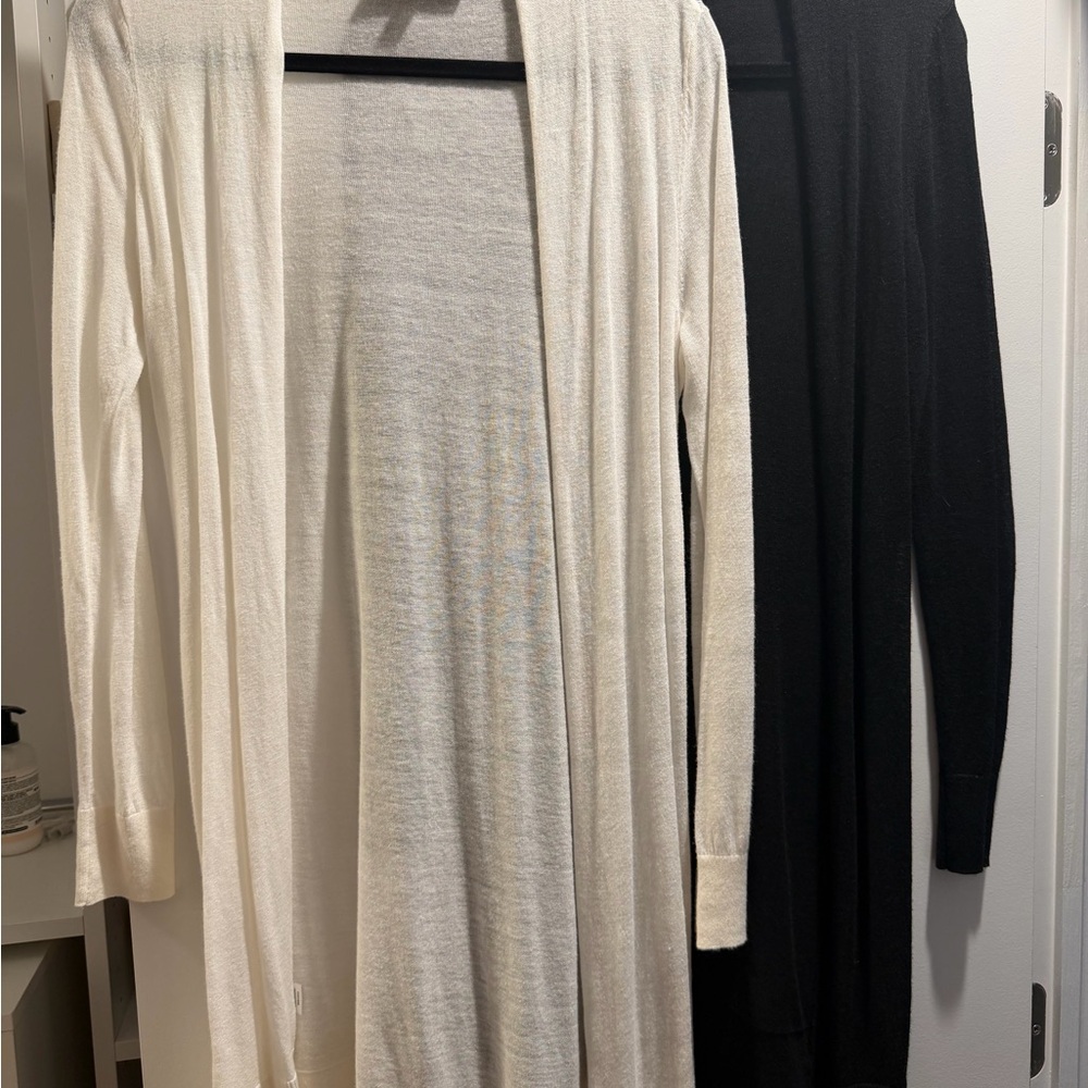 Elegant Women's Long Cardigan Sweater Bundle- Black and White